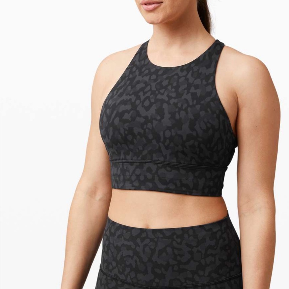 Lululemon Energy Bra High Neck Long Line - Formation Camo Deep Coal Multi